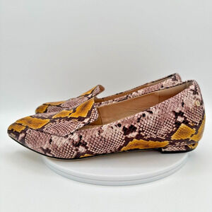 Frankie4 Faye Mustard Python Loafers Womens 8 Leather Prep Quiet Luxury Capsule